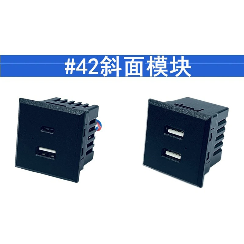 Embedded USB+Type-C module plugs into fast charging 20W desktop PDU socket power supply