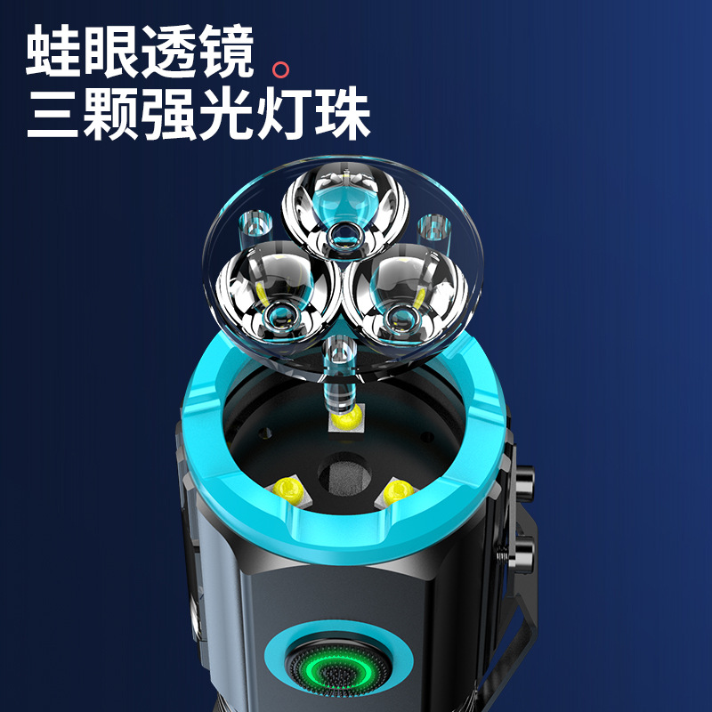 Al Aire Libre de tres ojos linterna aleación de aluminio tapa magnética clip pequeña pistola de acero multi-funcional tipo-c portátil transfronteriza nuevo