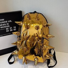 潮流书包女2025新款个性立体刺猬双肩包大容量亮面背包男