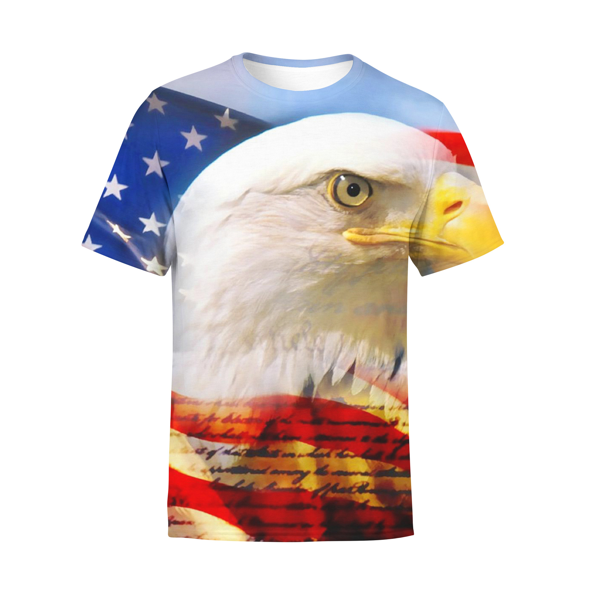 2022 verano nueva manga corta 3D Impresión digital bandera americana hombres y mujeres ropa camiseta suelta