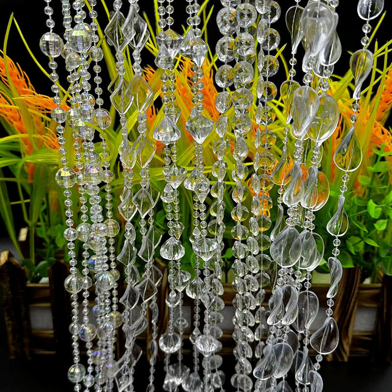 New Acrylic Crystal Bead Curtain Connected Bead Chain Wedding Road Guide Stage Layout Christmas Tree Decoration Bead Curtain Props