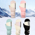 冬季滑雪手套包指收口可调节防寒防风防水保暖拼色连指手套女新款