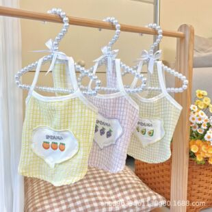 Dog Clothes Plaid Camisole Pet Clothing Teddy Bichon Pomeranian Small Size Dogs Cat Summer Sun Protection Clothing