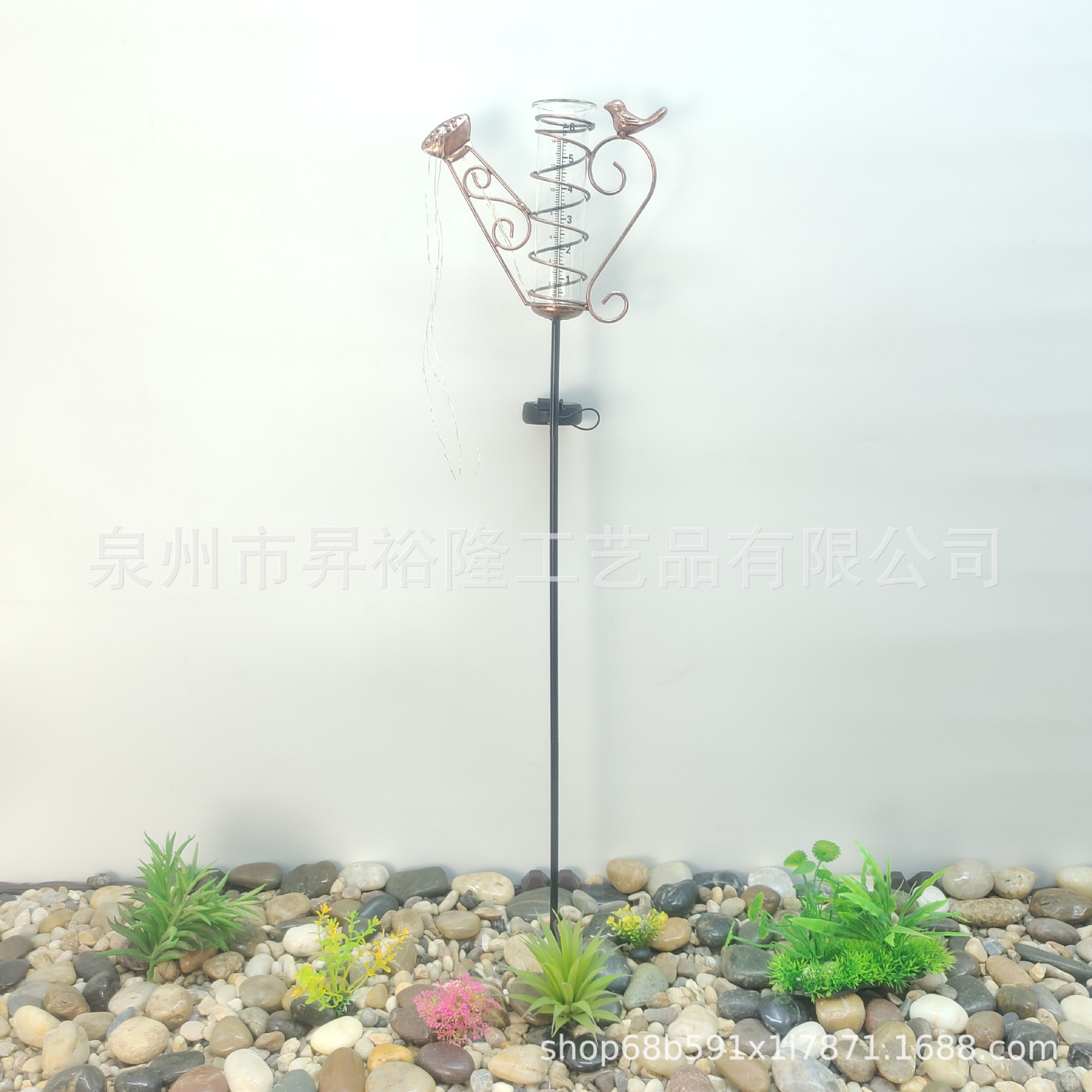 SOURCE Factory solar kettle lamp iron kettle shower rain gauge ground plug lamp outdoor garden landscape decoration