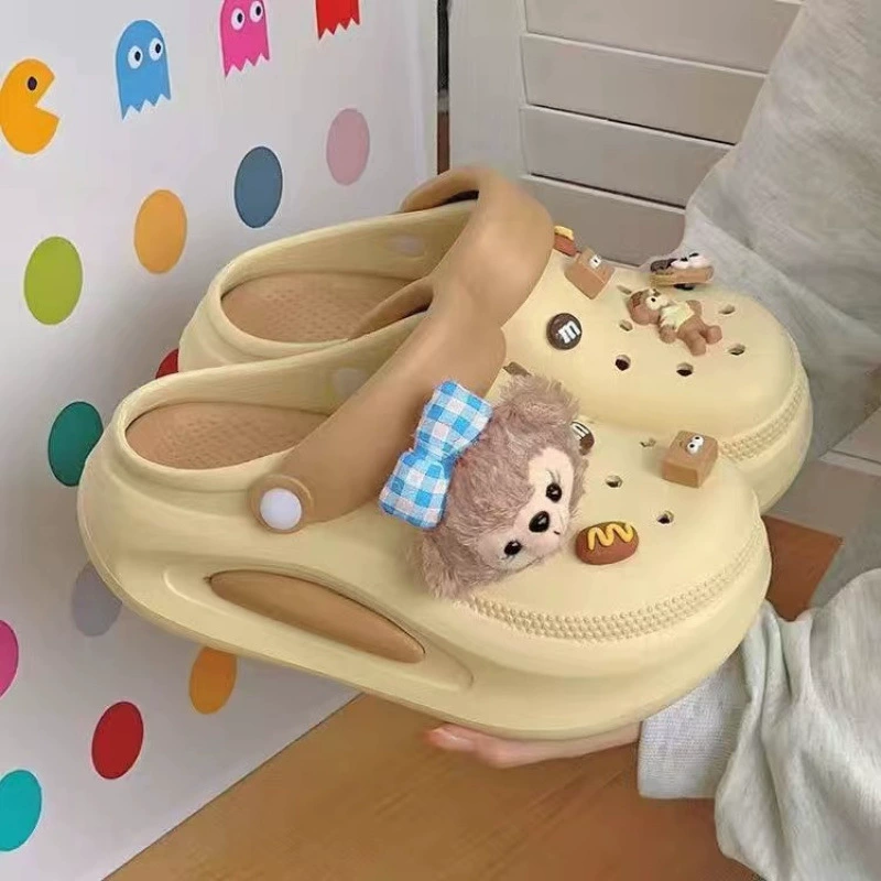 Летние популярные супер милые сабо с допамином, утепленная верхняя одежда на толстой подошве, износостойкие и дезодорирующие пляжные сандалии с закрытым носком