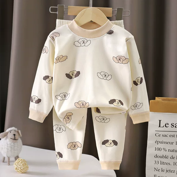 New Children's Autumn Clothing Set, Boys' and Girls' Thermal Underwear Set, Baby Base Layer Underwear, Kids' Cartoon Pajamas