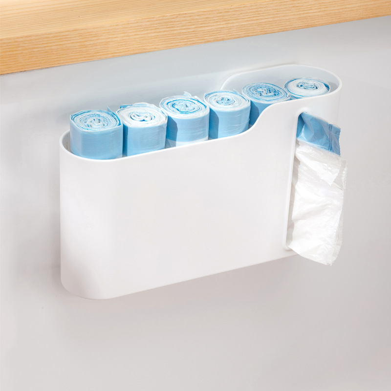 Kitchen waste bag storage genius, household hole-free wall-mounted pull-out creative storage box