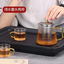 不锈钢茶盘家用茶具现代轻奢茶托盘加厚双层储水式茶台客厅漏盘子