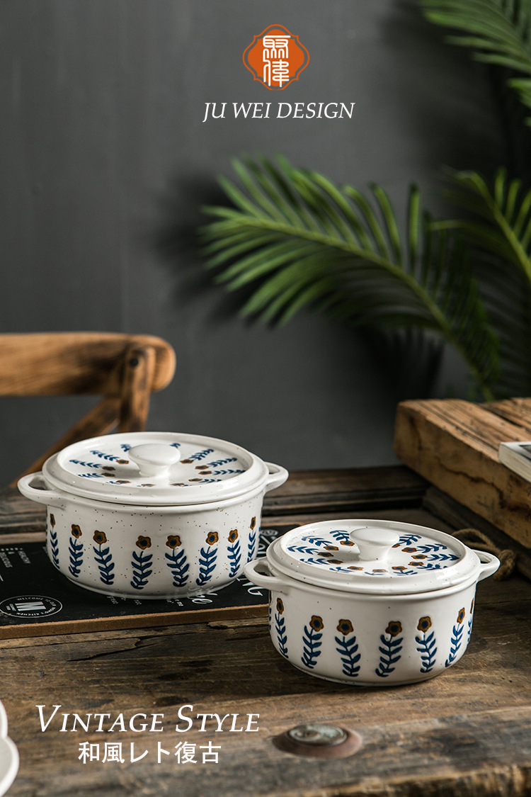 复古小花粗陶餐具