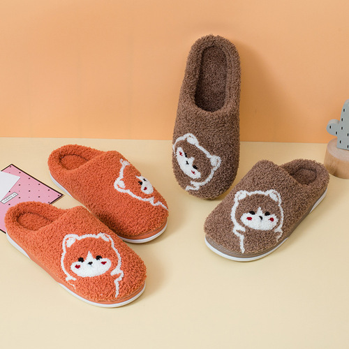 New style home cotton slippers indoor winter couple cute cartoon ladies warm plus velvet anti-slip slippers wholesale