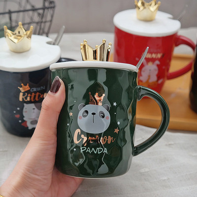 the republic of korea unicorn glass With cover girl student lovely Trend personality Water cup household Make tea glass