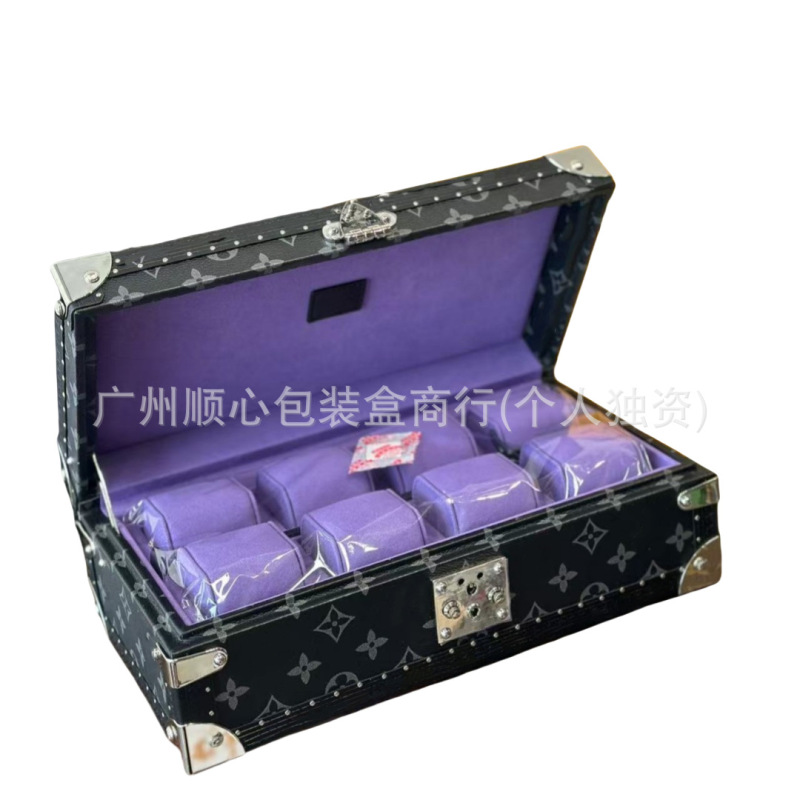 Lujia 時計ボックス老眼黒花時計収納ボックス中古ハイエンドディスプレイボックス黒格子 8 桁ジュエリーボックスハードボックス|undefined