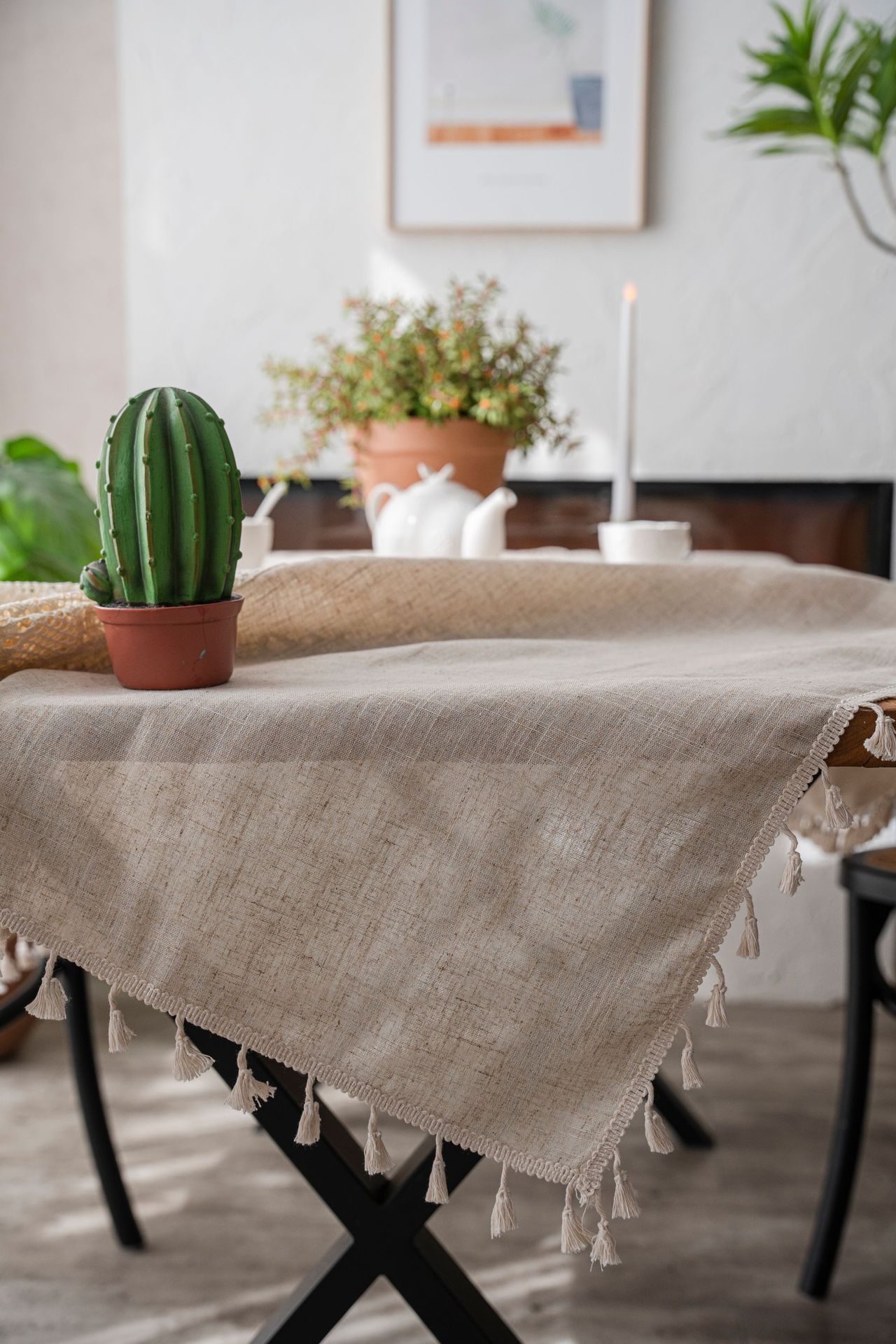 涤麻+ 拼接钩针桌布