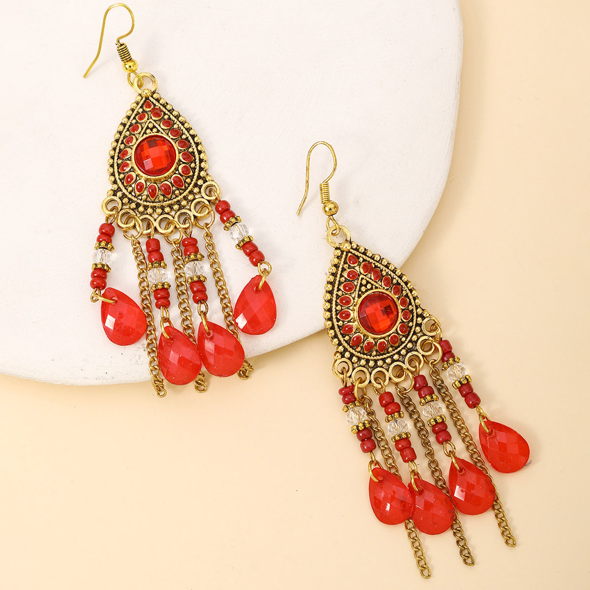 Europa y América bohemia pingüe aretes de piedra de turquesa minoría retro auriculares personalidad temperamento auriculares al por mayor