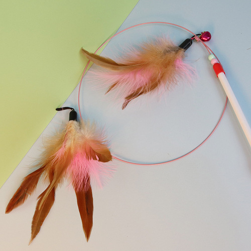 Wire Cat Funny Stick Feather Bell Cat Toy Interactive Self-Happling Cat Funny Stick Wholesale Replacement Head Bite-resistant Cat Toy
