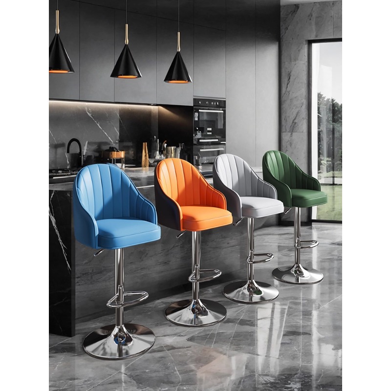 Taburete de bar alto para uso doméstico, diseño moderno y minimalista, adecuado para sentarse por largos períodos, silla con respaldo metálico, altura ajustable, silla de bar giratoria, taburete de bar. image 3