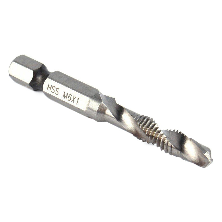 Acero de alta velocidad Chapado en titanio tres en uno multifuncional hexagonal mango compuesto grifo roscado y perforación biselado compuesto de la máquina todo en uno