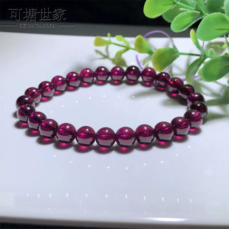 巴西天然紫牙乌石榴石手串个性风潮一圈紫色手链 可塘世家 批发