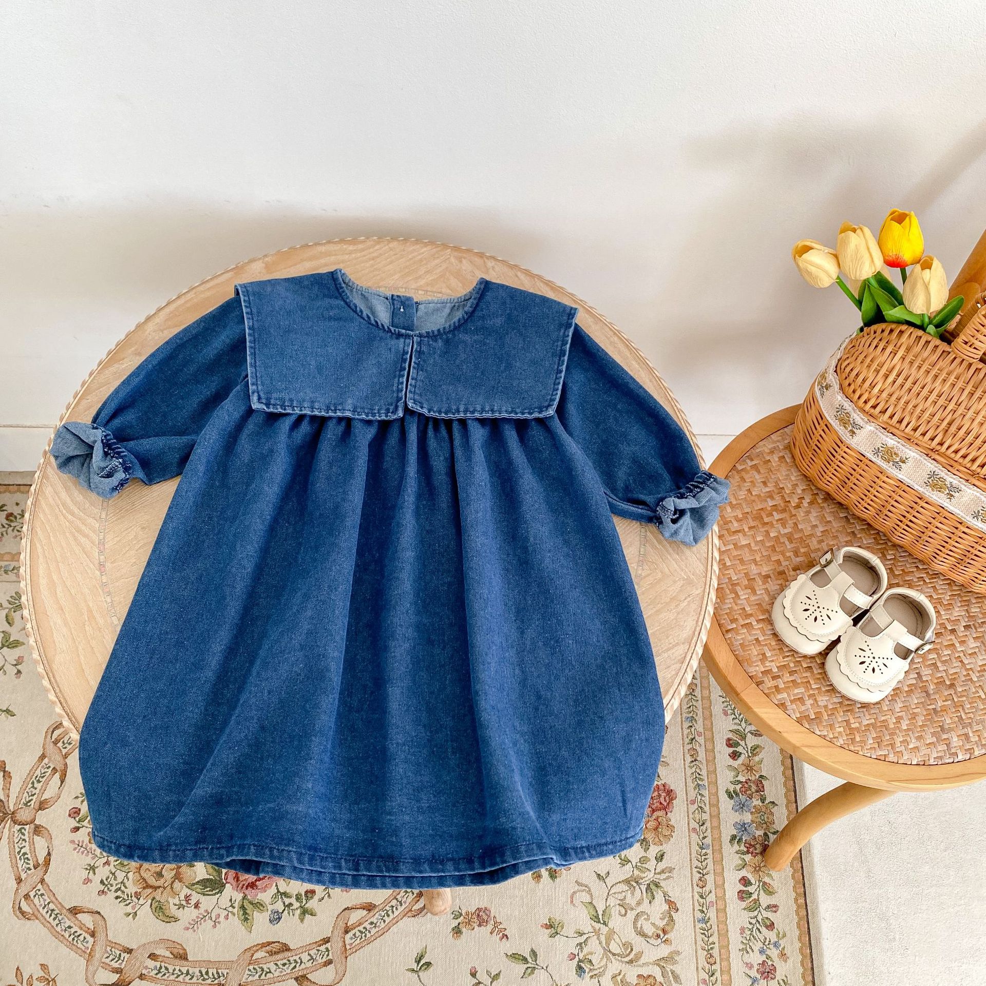 Jesenske kavbojke za dojenčke Ins2024, sestre, ljubke, nosijo velike reverje in krilo_voghion.com