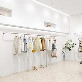 加厚服装店展示架女装陈列架不锈钢上墙壁挂式挂衣架童装落地侧挂