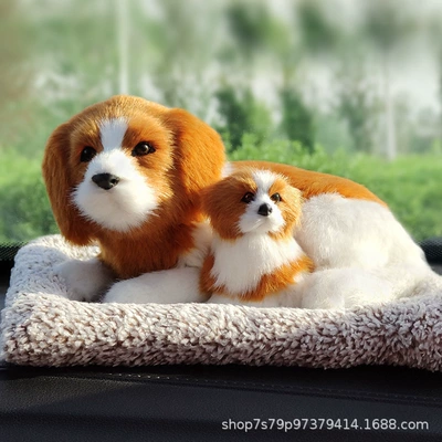 Car ornaments – Figurine for Car Interior - 2620cm-mother-and-child-with-big-eyes-and-yellow-and-white-border-collie