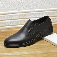 男士皮鞋头层牛皮男鞋英伦商务休闲低帮套脚西装工作鞋防滑正装