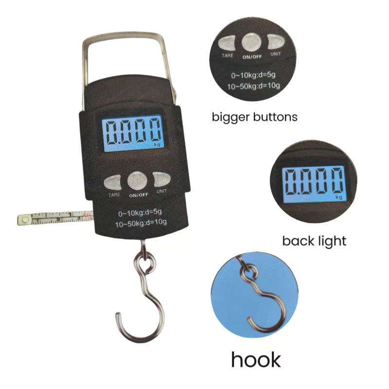 50kg tragbare Kofferwage mit Lineal Haushaltskofferwaage Paketwaage Handwaage Fischerwaage elektronische Handwaage