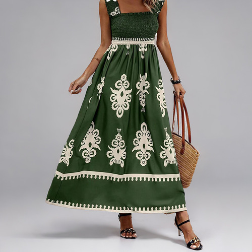 Summer 2025 Independent Website European and American Women's Elegant Fashion Print Dress 661