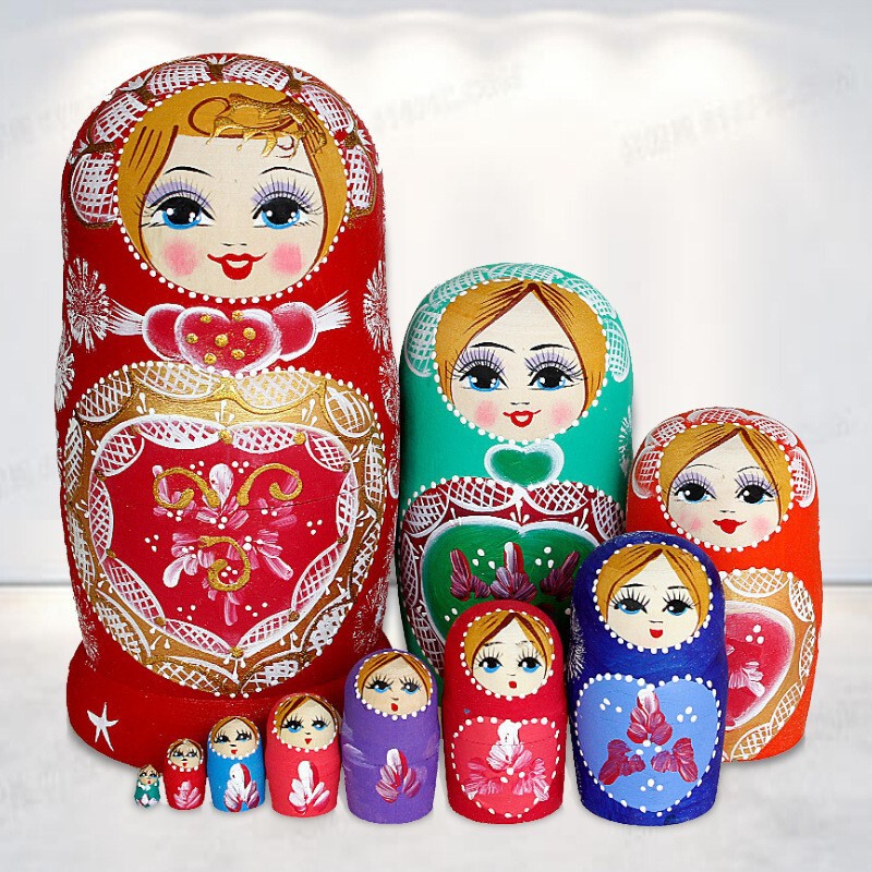 Russian Matryoshka Doll 10-Layer Creative Birthday Gift Trinket Kidsren's Wooden Toy Craft Ornament Travel Souvenir Gift