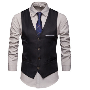 2021 Spring and Autumn Korean Style Fashionable Slim-fit Suit Vest Men's British Suit Vest Casual Professional Vest
