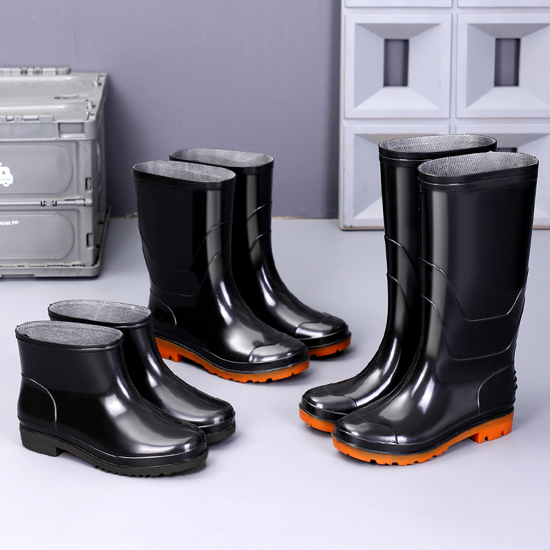 Resistente al desgaste, zapatos de agua de malla de hombre, zapatos de agua de tubo largo, calentamiento, zapatos de goma antideslizantes de lana y protección laboral