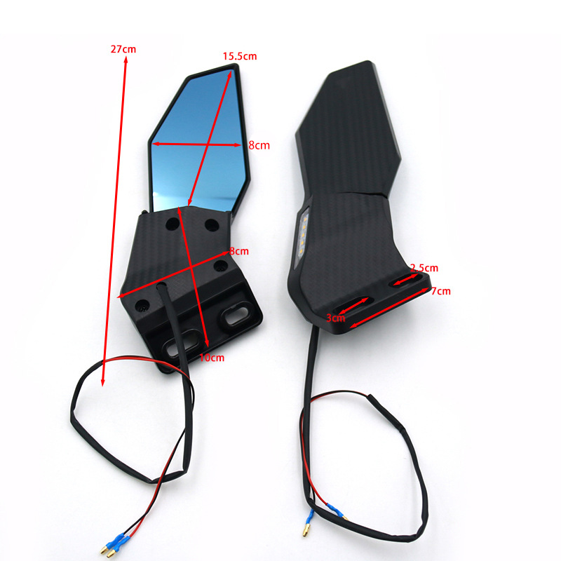 Moxin motorcycle modified rearview mirror universal applicable R25 NMAX NINJA with yellow light sports car reflector