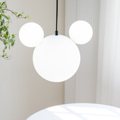 Modern Minimalist Mickey Cartoon Creative Warm Chandelier Cream Style Bedroom Decoration Light Fixture for Boys and Girls
