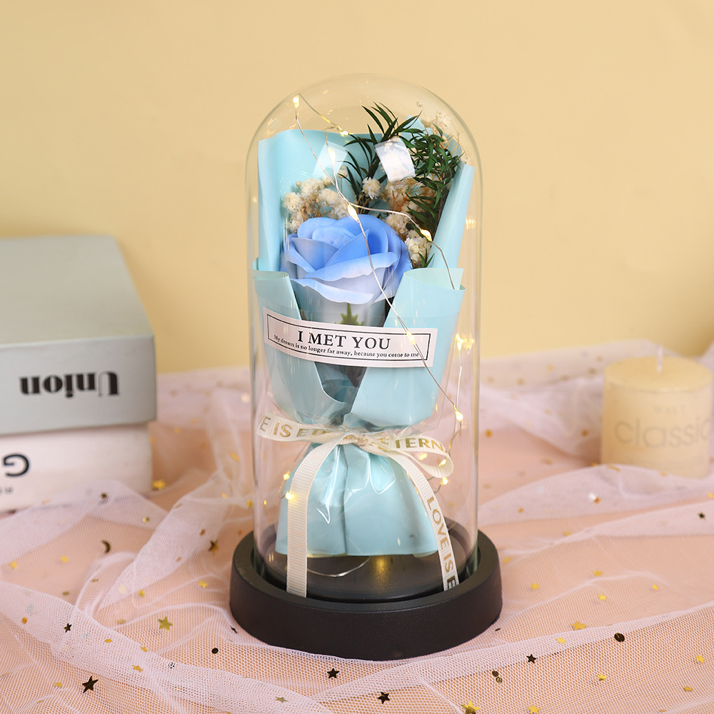 Fábrica al por mayor 520 regalos de día de San Valentín copa de vidrio eterno flores de jabón de rosas para enviar adornos exquisitos para amigos