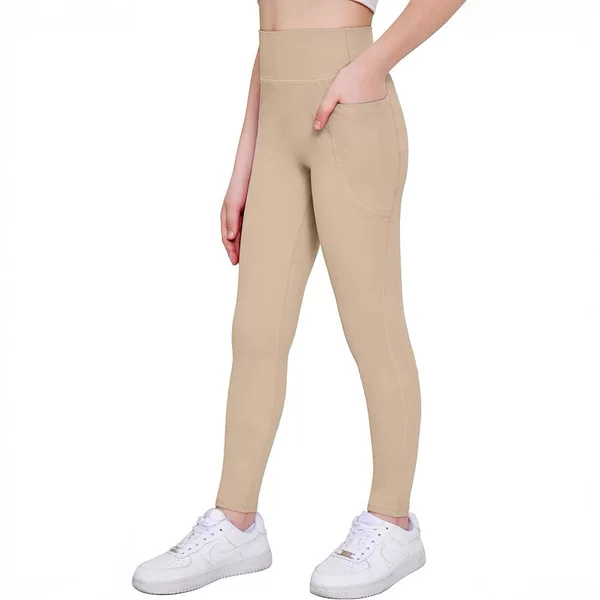Spring and Autumn New Girls' Sports Leggings Children's Dance Running Yoga Pants High-Waisted with Pockets Cross-Border
