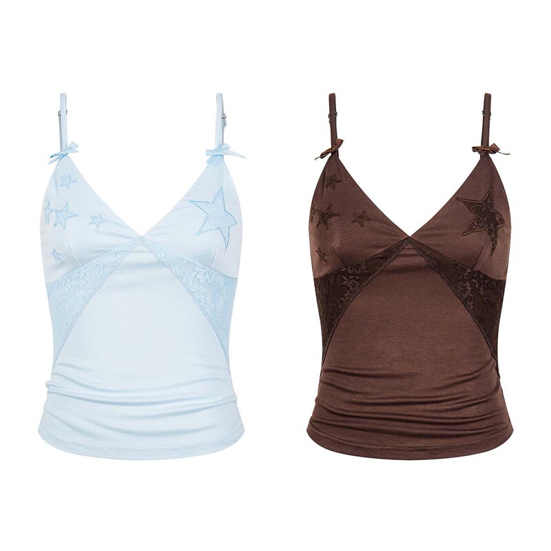 Unbdns Pure Desire Hot Girl Star Lace Mesh Splicing V-Neck Camisole Women's Summer New Slim Fit Top Unbdns Pure Desire Hot Girl Star Lace Mesh Splicing V-Neck Camisole Women's Summer New Slim Fit Top