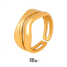 莫比乌斯环情侣对戒镂空开口戒指钛钢18k金不掉色小众气质指环女