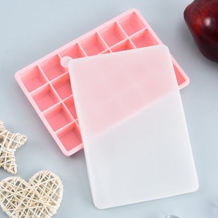 Silicone Ice Tray with Lid, Square Ice Tray, Food-Grade, 15-Grid, 24-Grid, Household Ice Cube Mold, Easy to Demold, Ice-Making Box