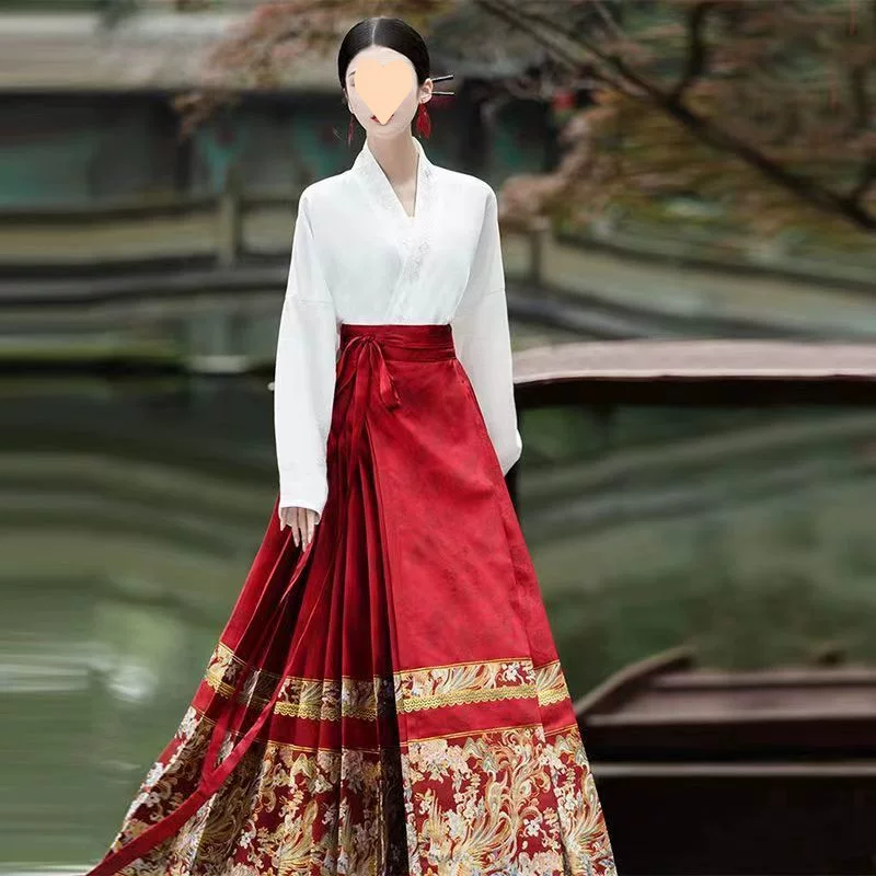 Red Hanfu, Chinese airplane, festive set, Chinese style, new collection