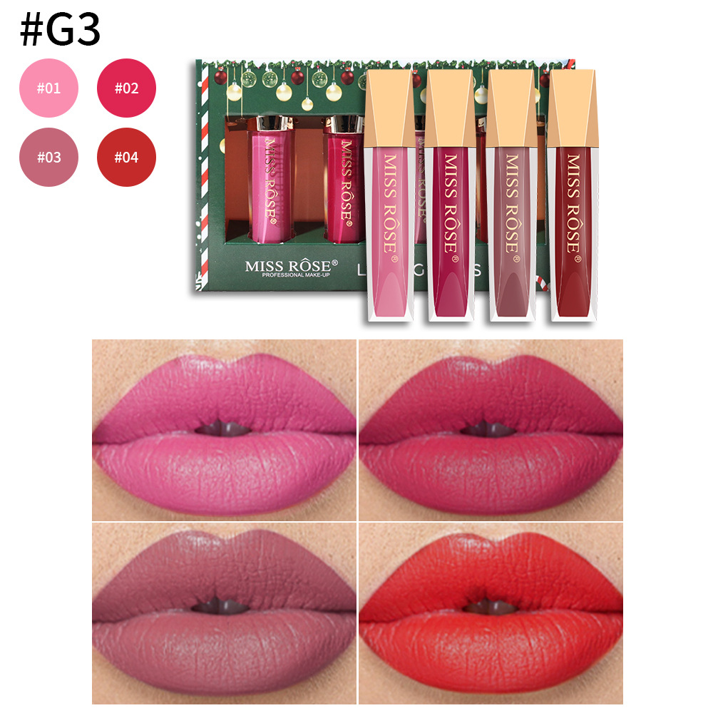 Navidad Maquillaje Labios Laca Conjuntos De Cajas De Acabado Mate No-kit De Lápiz Labial De Decoloración display picture 10