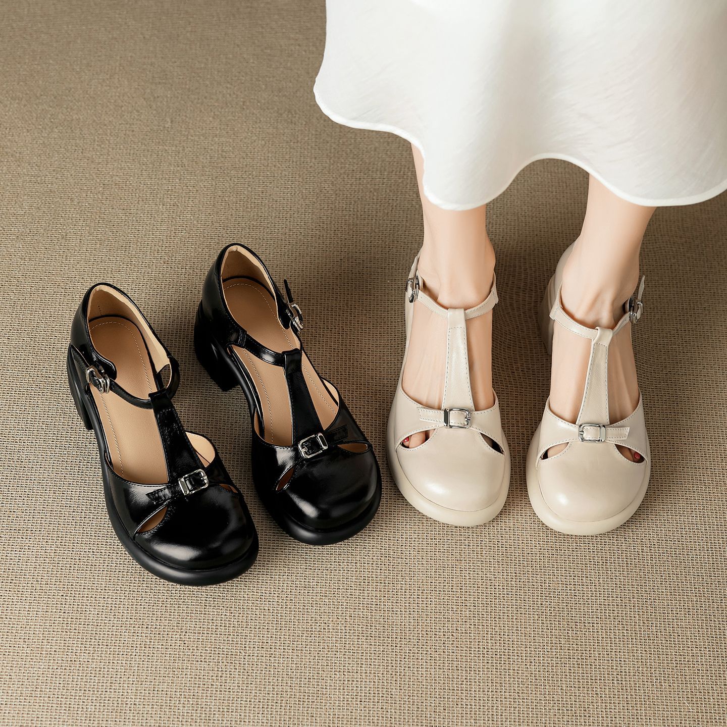 Sandal cao gót nữ mũi nhọn bít đế dày gót 6 cm phong cách đơn giản — đen
