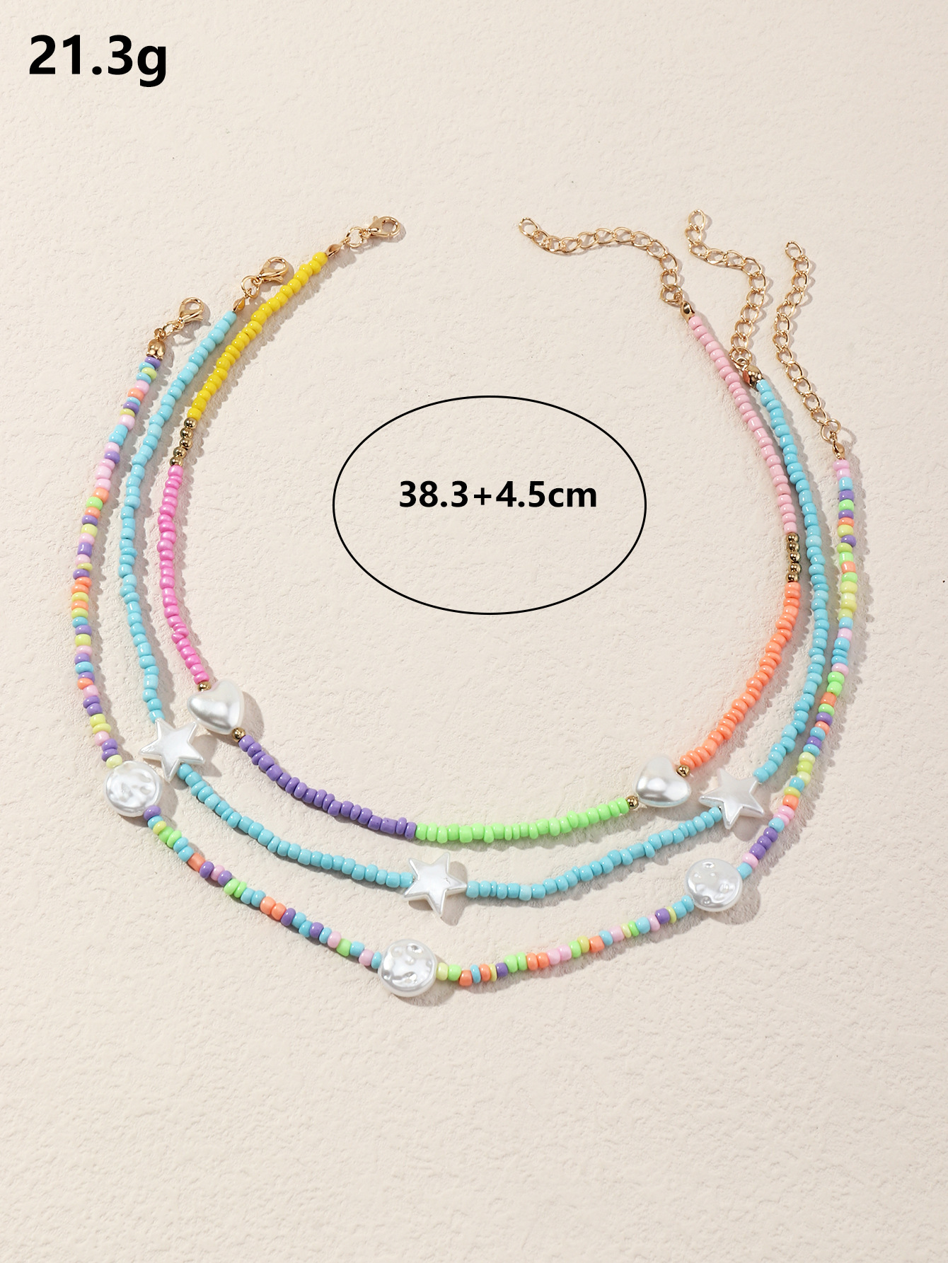 1 Set Fashion Star Heart Shape Glass Beaded Kidu0027S Necklace