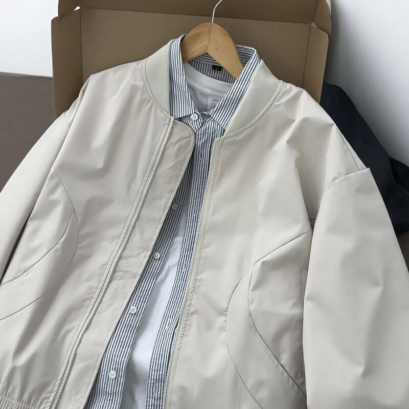 2025春秋款棒球服外套男款宽松痞帅高级感潮牌cleanfit短款显瘦|undefined