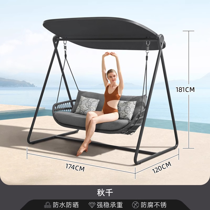 Sofá de patio impermeable al aire libre teca caña sofá jardín al aire libre residencial ocio simple combinación de madera sólida