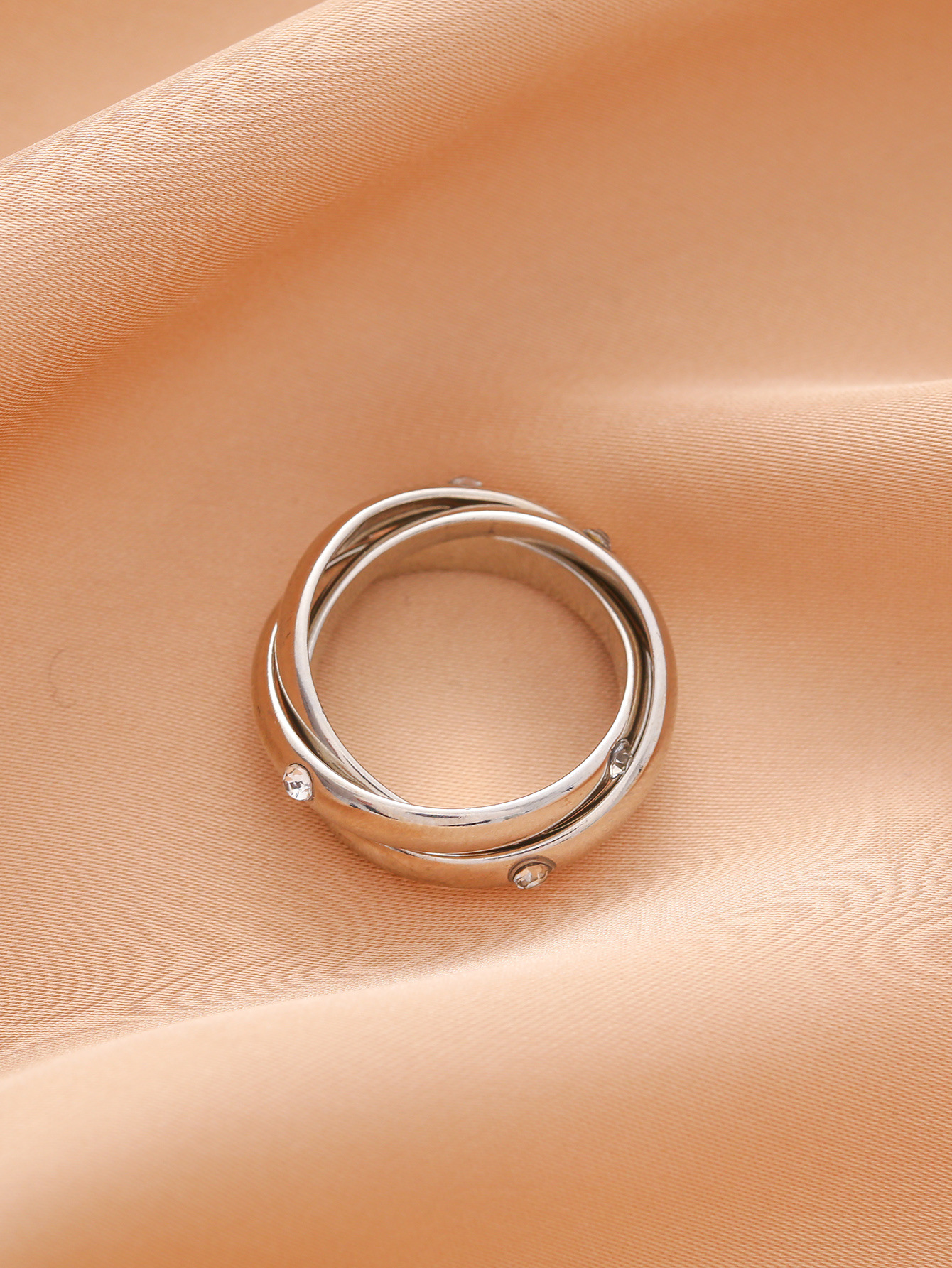 Cross-border European and American simple three-layer twisted micro-inlaid zircon rings, popular jewelry, cross-border source brand wholesale pic 5