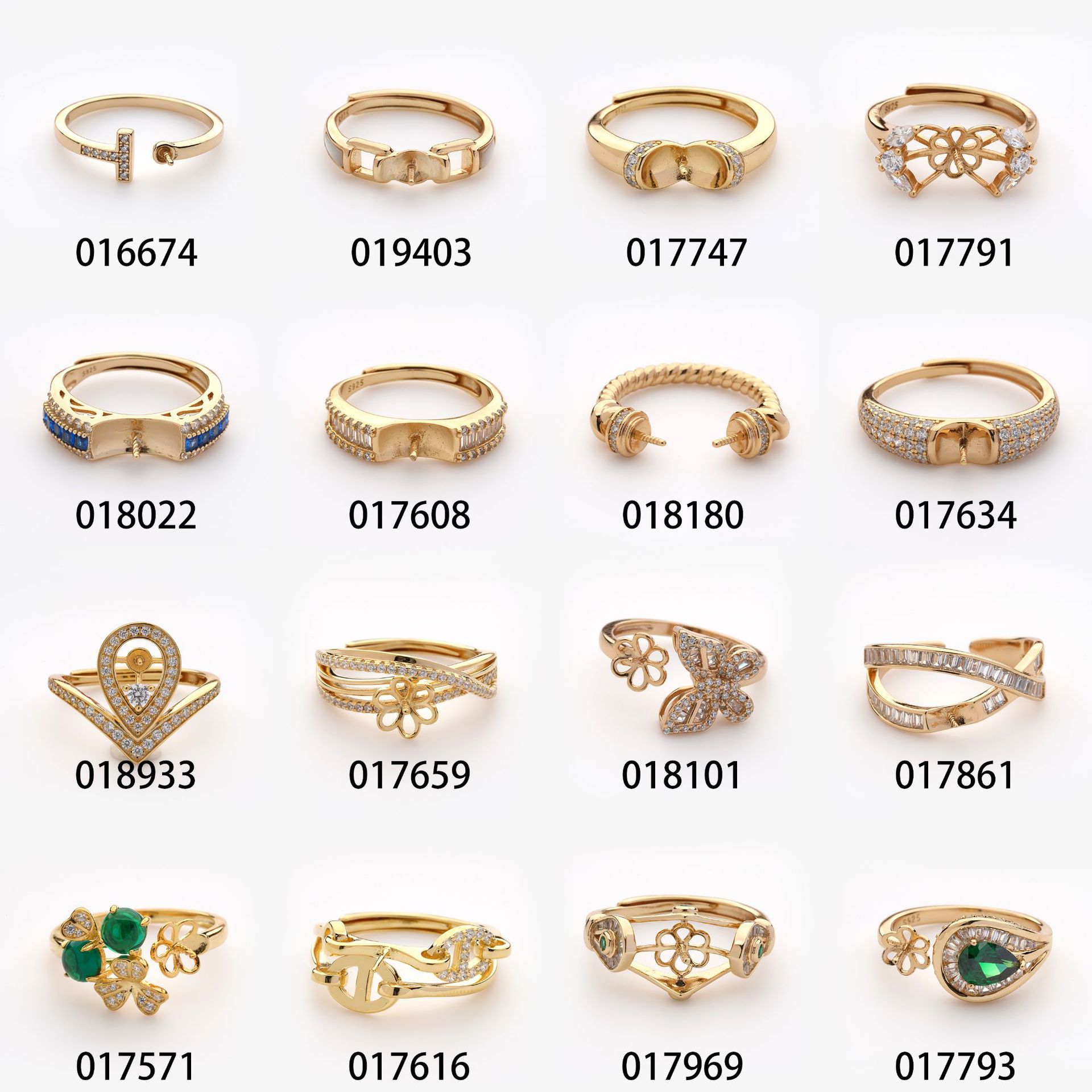 S925银配件戒指空托配件锆石镶嵌珍珠戒指配件组合配件不含珠