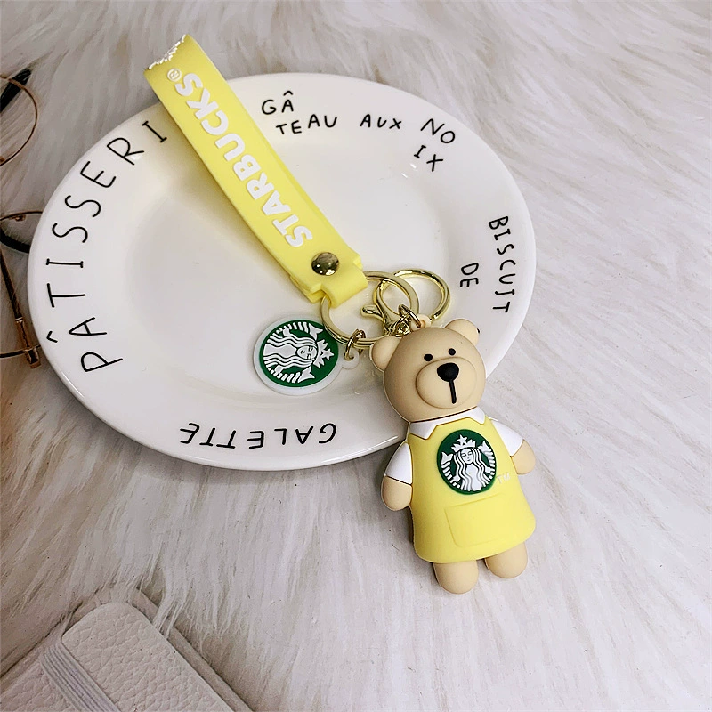 Брелок Starbucks с трехмерной cartoon, кулон, силиконовая кукла, с маленькими мишками, креативный подарок