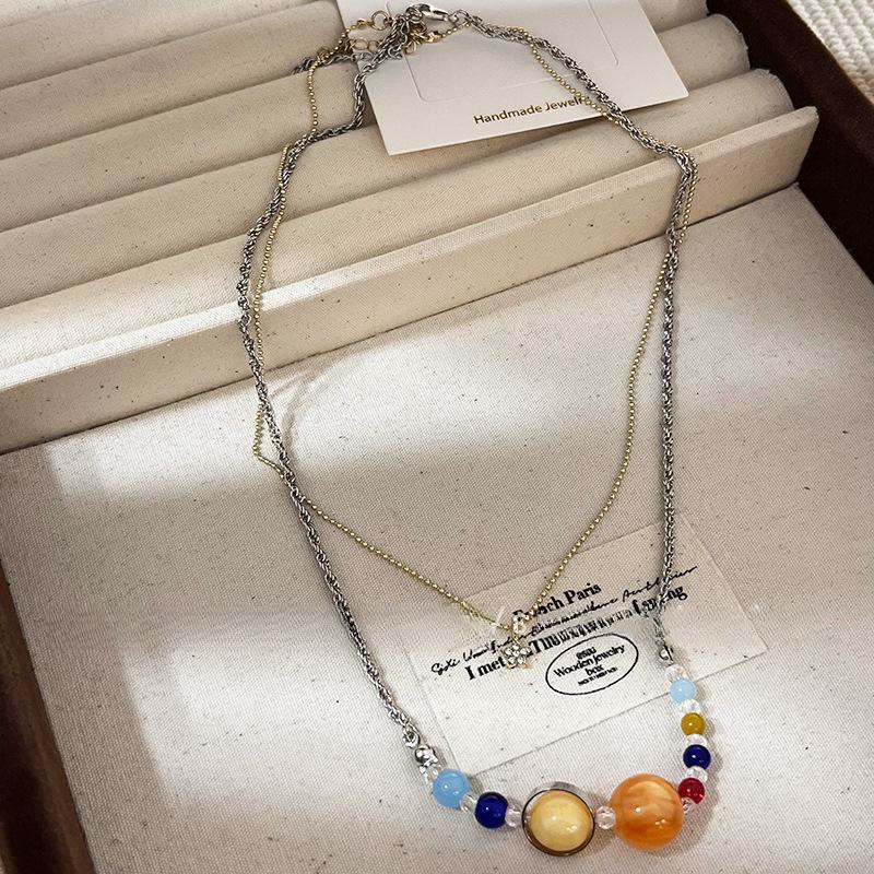 A planetary necklace from the planetarium 2024 new bestseller unique small design distinctive layered wear collarbone chain women
