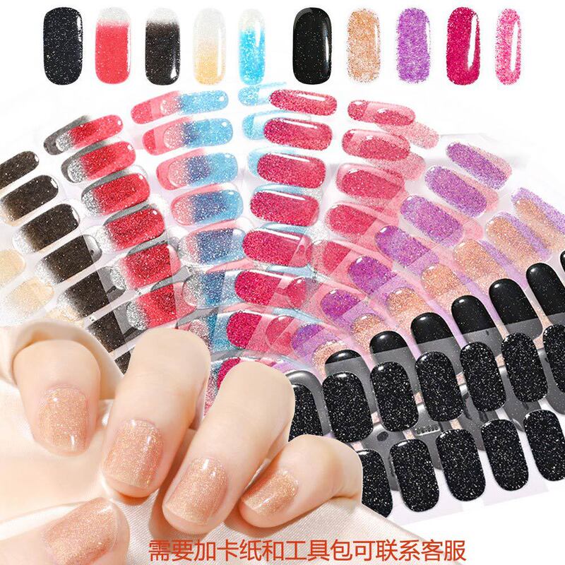 Glitter Uv Semi-Cured Gel Nail Full Cover Second Generation Phototherapy Stickers Soft Manicure Wearable Fake Nail Stickers Ins Style Glitter Uv Semi-Cured Gel Nail Full Cover Second Generation Phototherapy Stickers Soft Manicure Wearable Fake Nail Stickers Ins Style