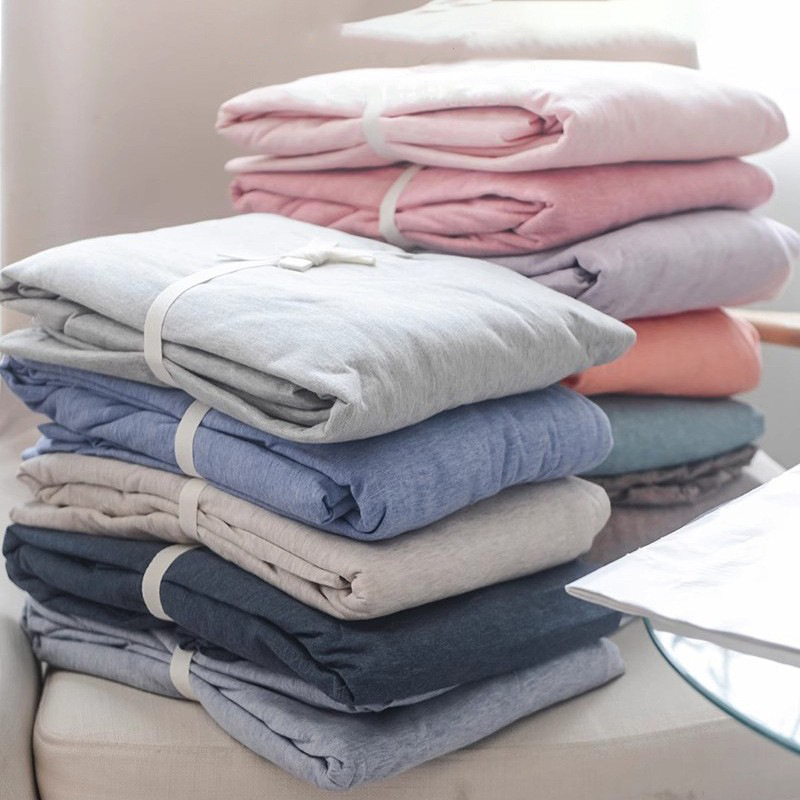Muji Pure Cotton Fitted Sheet Single Piece Knitted Jersey Cotton Mattress Pure Cotton Bed Sheet Non-Slip Fixed Mattress Protector Cover